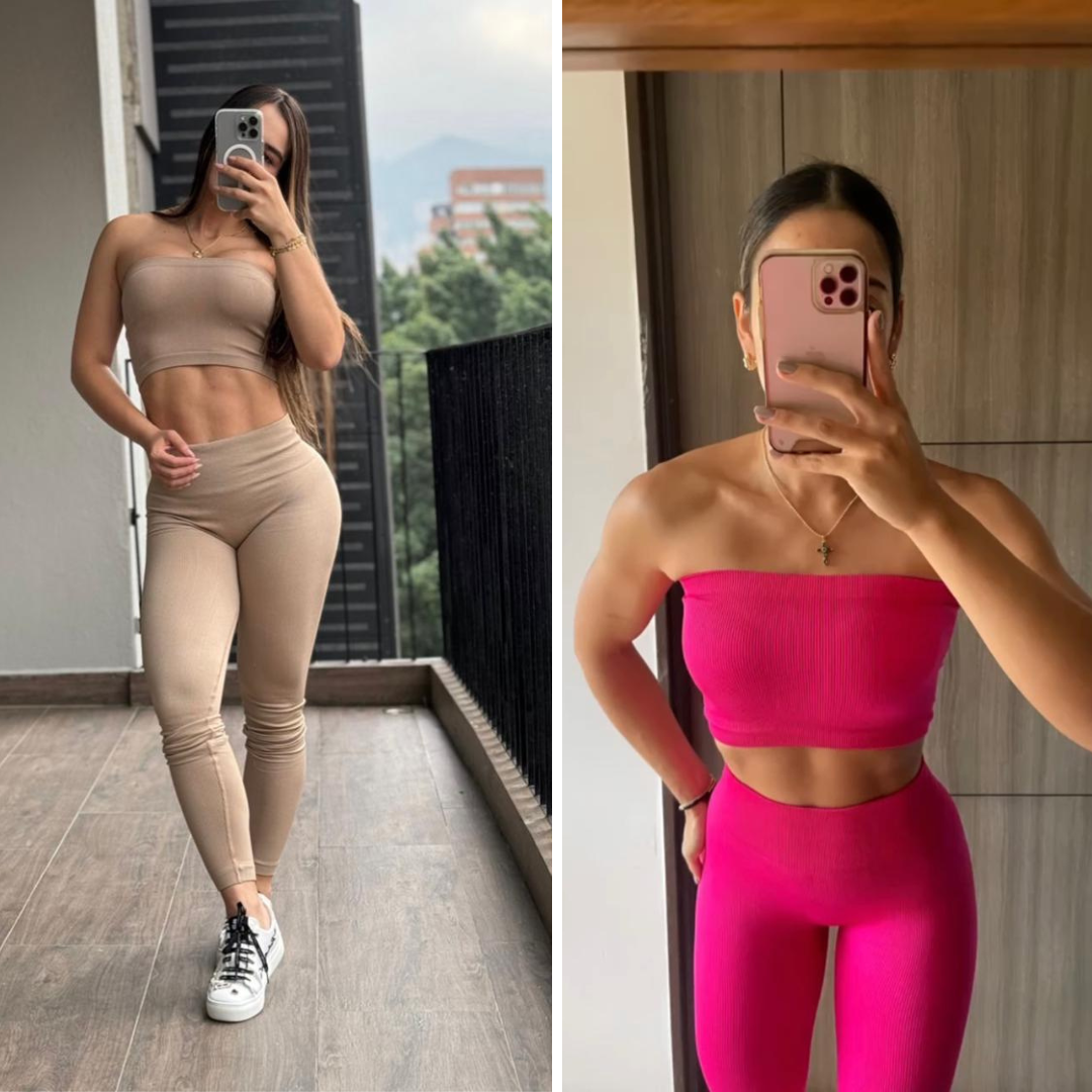 Conjunto americano leggins + top straple